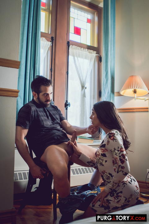 Lilly Hall - Lilly Hall Gets On Her Knees And Sucks On His Cock! - photo 1 of 1