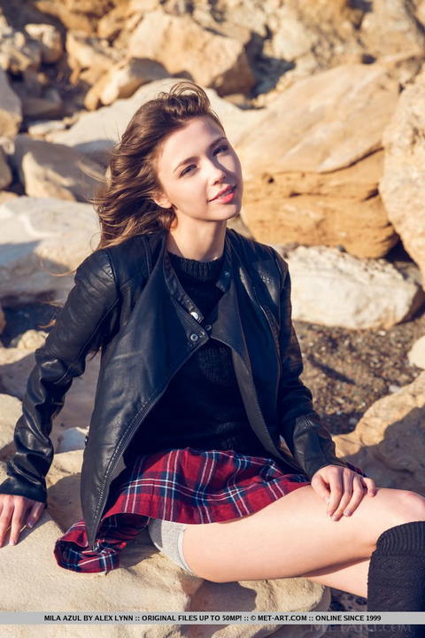 Mila Azul - Mila Azul In A Plaid Skirt And Grey Cotton Panties! - photo 1 of 1