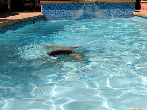 Ann Marie Rios - Ann Marie Rios Rubs Off Her Pussy Pool Side! - photo 1 of 1