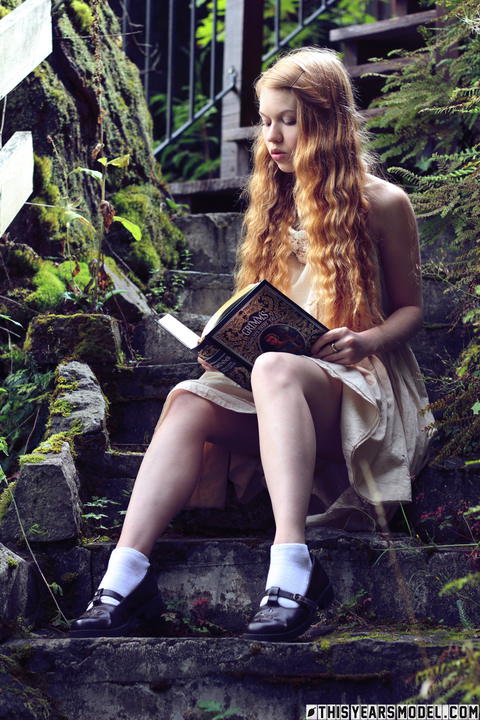 Dolly Little - Dolly Little Posing On The Stairs In A Dress With No Panties On. - photo 1 of 1