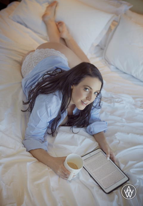 Angela White - Angela White Posing In Her White Panties For Her Official Site! - photo 1 of 1