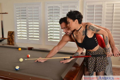 Honey Gold - Honey Gold In Stockings And Garter Belt Getting Fucked On A Poll Table! - photo 1 of 1