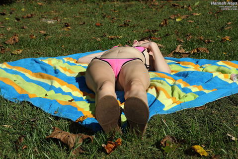 Hannah Hays - Hannah Hays In the Backyard Getting A Tan! - photo 1 of 1