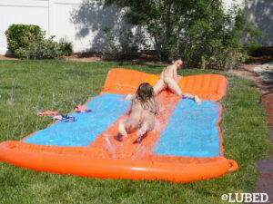 Scarlett Sage Slip And Slide Lubed Threesome Sex Pictures!